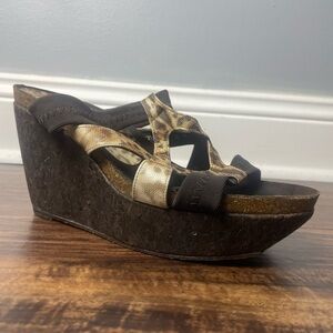 Donald J. Pliner Bettina Wedge Cork Slip On Shoes Platform